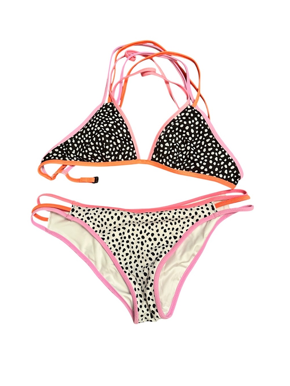 Victoria’s Secret Dalmatian Print Strappy Bikini Set Multi Color